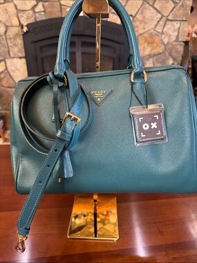 PRADA Milano Saffiano Leather Medium Boston Bag Certified Authenic